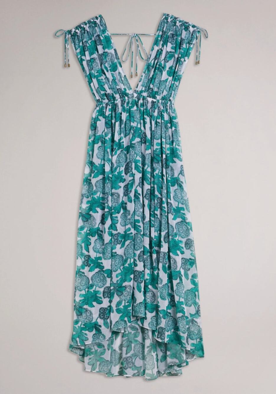 Ted Baker Luisah Plunge Neck Maxi Beach Cover Up Green White Size Large